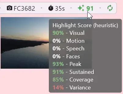 Highlight score sorting exciting moments to the top.